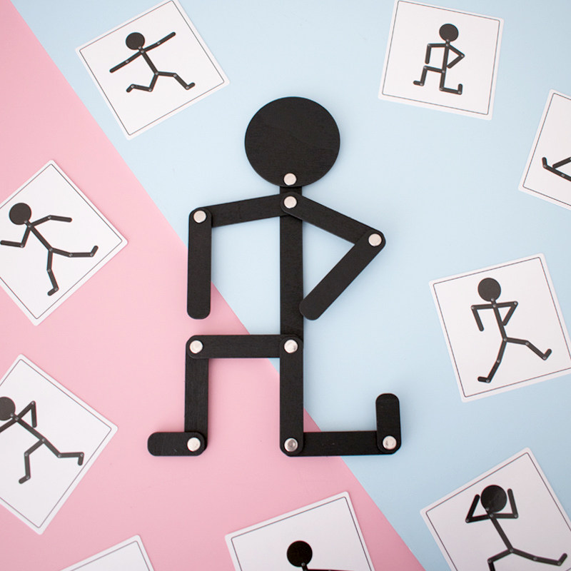 火柴人早教折叠百变小木人游戏