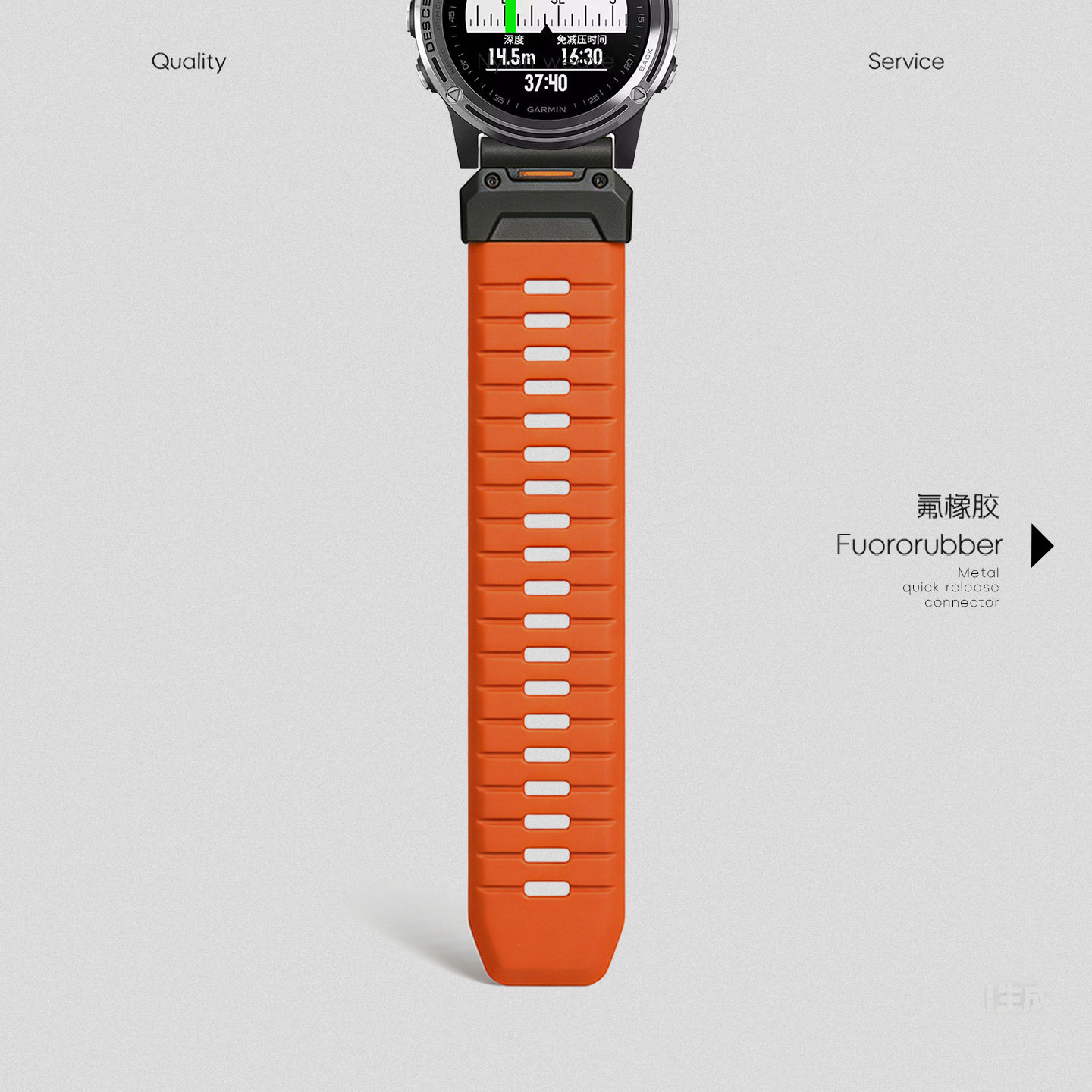 适用Garmin佳明飞耐时Fenix8/7/6/5pro/solar氟橡胶防滑手表带