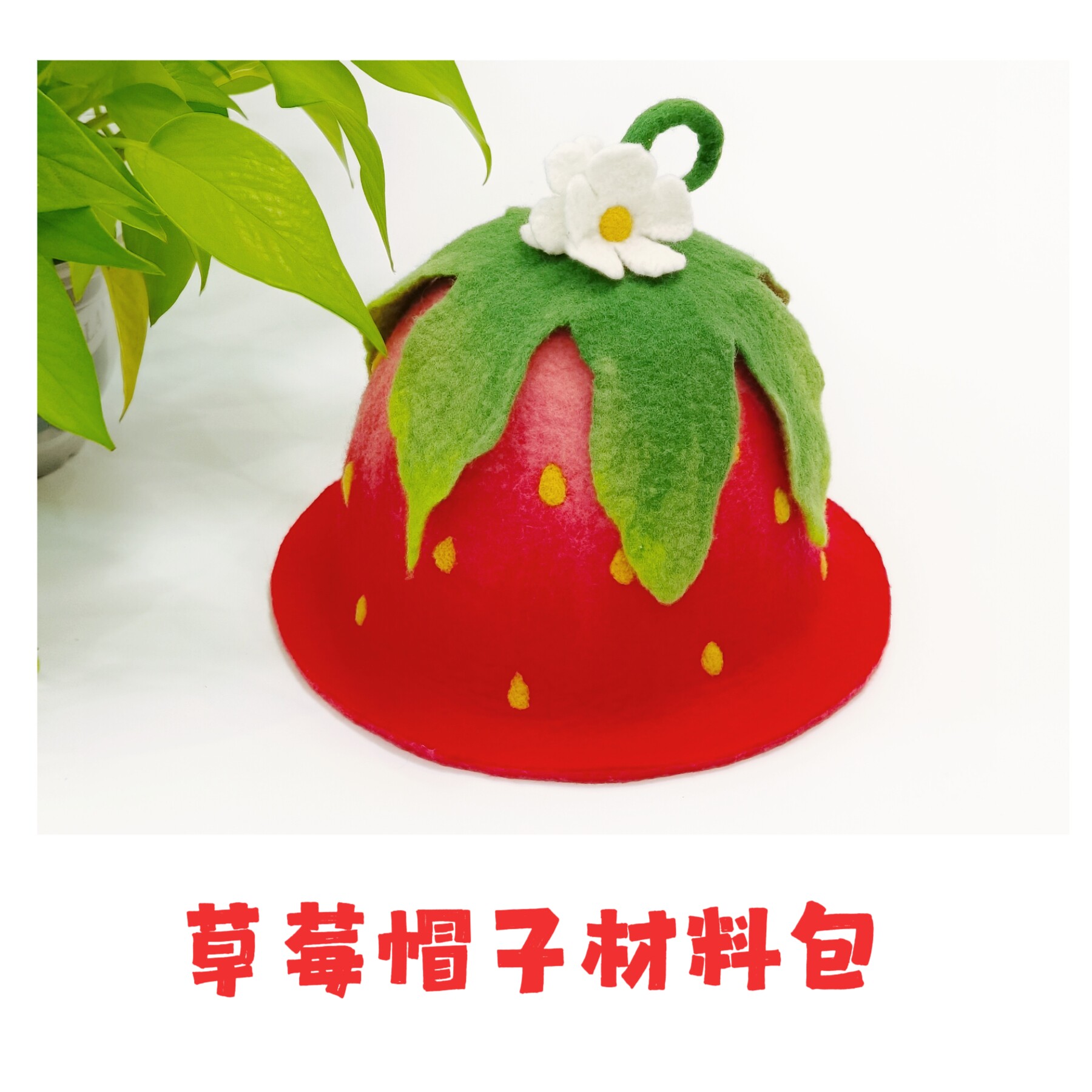 南瓜岛羊毛毡草莓帽子湿毡材料包手工DIY生日新年礼物