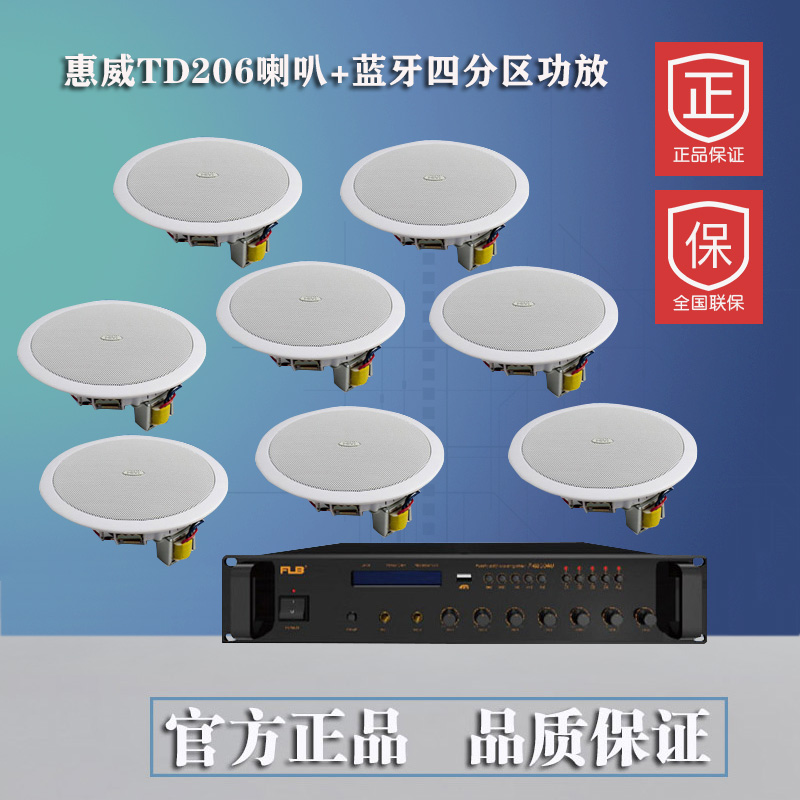 HivI 惠威TD206吸顶喇叭 USB定压功放 蓝牙播放 超市会所背景音乐