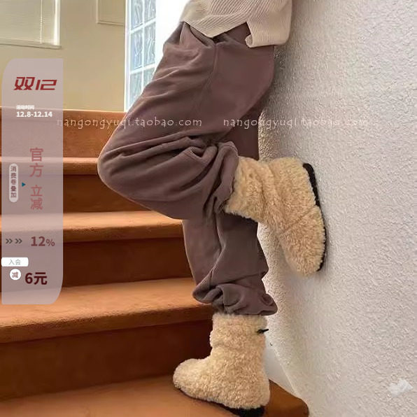 现冬韩国东大门代购chic减龄可爱泰迪毛毛圈加厚绒防滑雪地靴棉靴