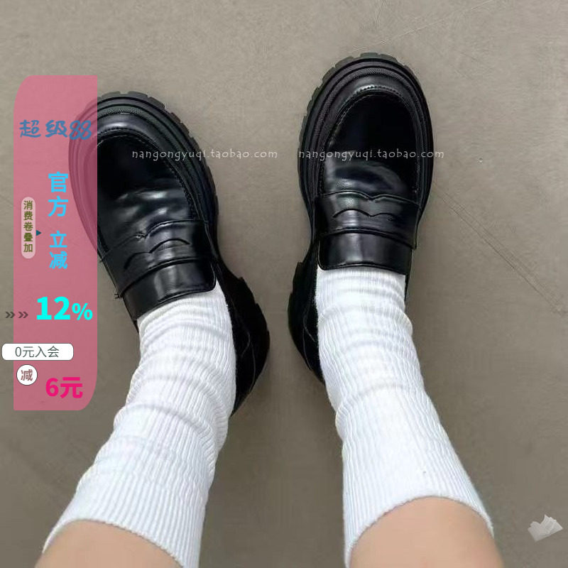 防滑低帮白色乐福鞋皮鞋