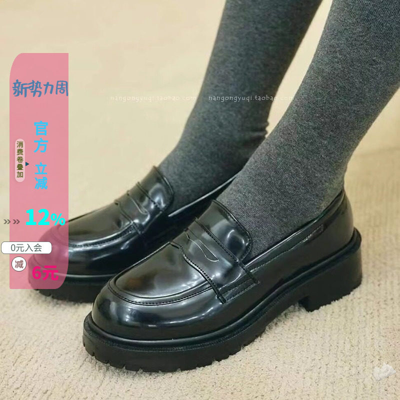 通勤漆皮厚底低帮乐福鞋皮鞋单鞋