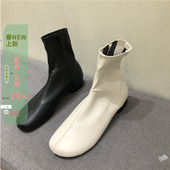 短靴 chic简约圆头低跟奶白软皮弹力时装 现韩国东大门女鞋 24秋新品