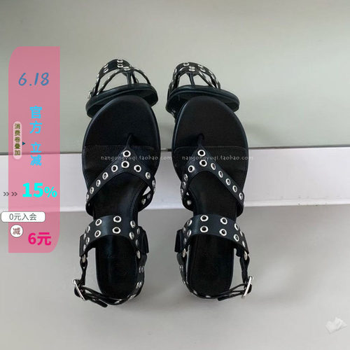 夹趾平底皮带搭扣搭扣凉鞋