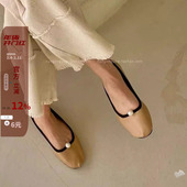 chic简约复古珍珠圆头浅口平底小飘鞋 韩国东大门女鞋 2025早春新款