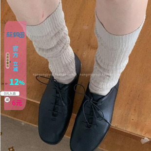 韩代 东大门女鞋26秋新款英伦学院风复古真皮软面系带平底小皮鞋