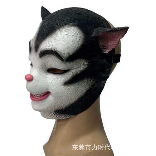 花猫头套万圣节乳胶面具