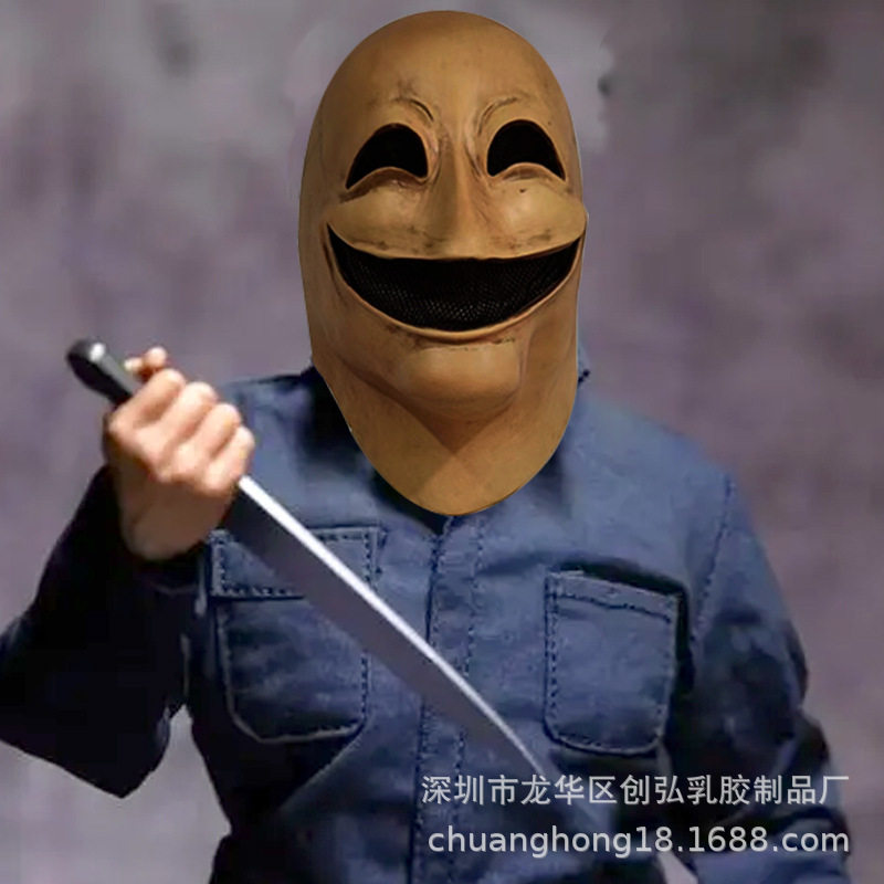 跨境新款微笑恶魔面具万圣节恐怖笑脸外星人面具无脸男头套