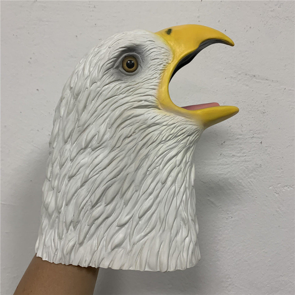 新白色黑色动物头套老鹰手偶面具化妆舞会搞笑表演道具万圣节派对