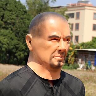 万圣节大坏人面具乳胶光头男人脸头套cosplay化妆舞会派对道具