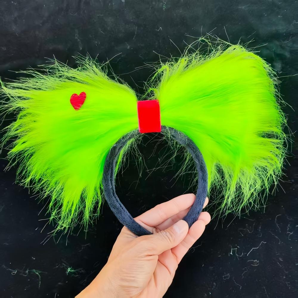 新圣诞节绿毛怪发箍毛绒脚套格林奇围巾圣诞饰品爱心手套发夹头饰
