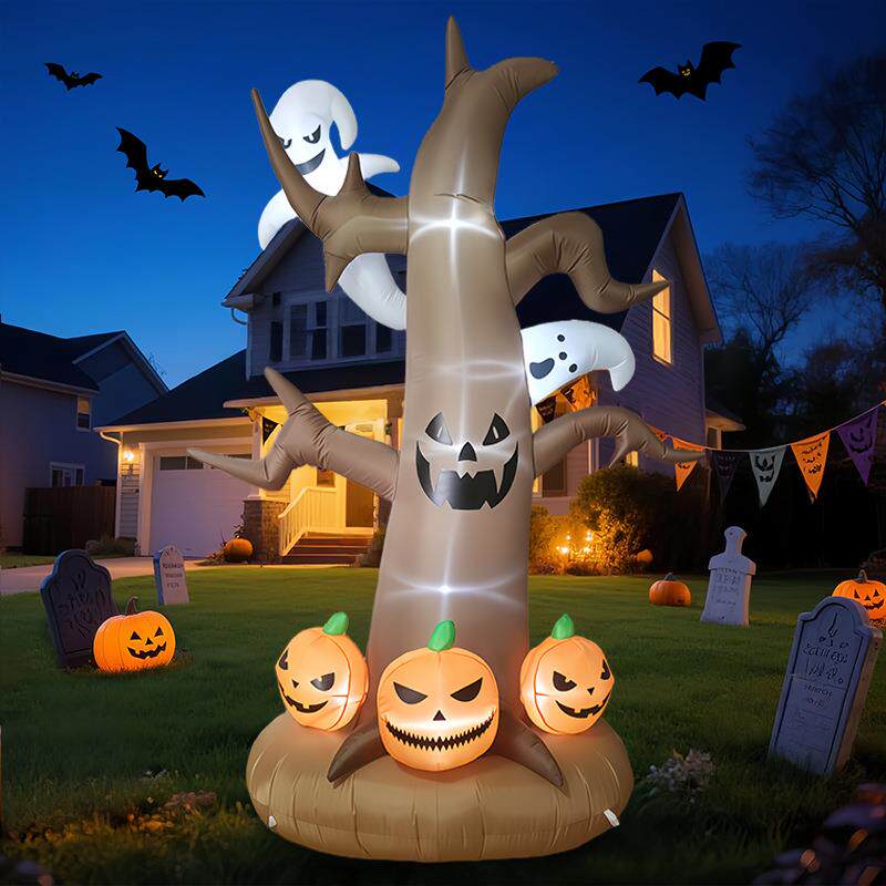 2.1米万圣节充气南瓜鬼树气模恐怖幽灵缠绕户外庭院花园派对装饰