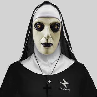 惊声尖叫闭口修女头套化妆舞会恐怖鬼脸面具万圣节日派对恶搞道具