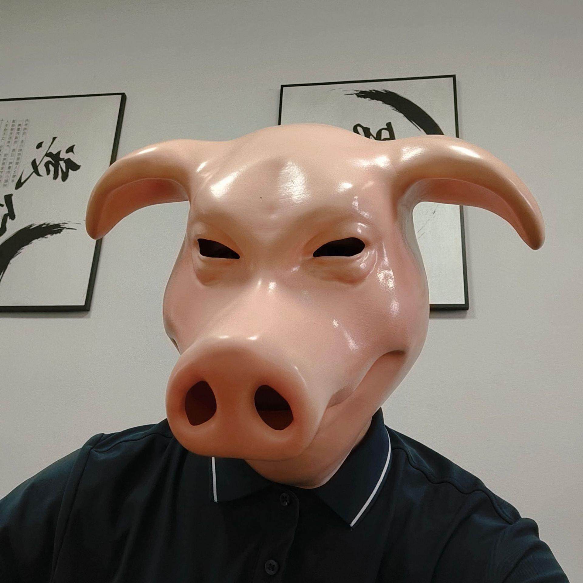 猪头套cosplay游戏骗子酒馆猪哥超有梗动物乳胶面具万圣节装道具