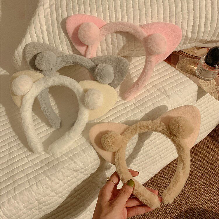 韩国森系超仙毛绒猫耳朵发箍女秋冬压发可爱仙女洗脸头箍发卡头饰