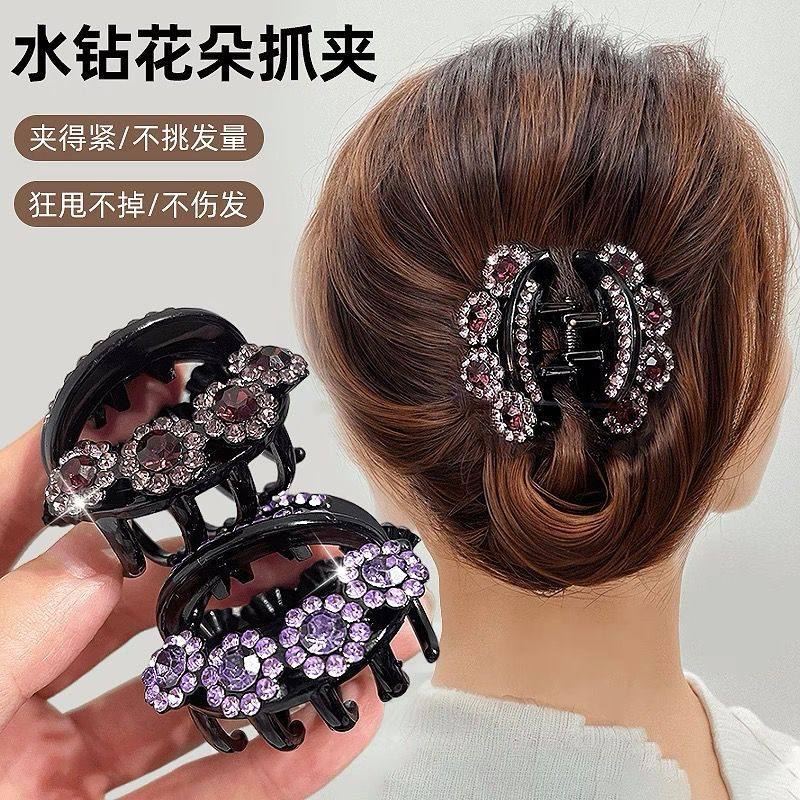 网红爆款发夹女满钻花朵发卡高级感发抓小号头发夹子头饰2024新款