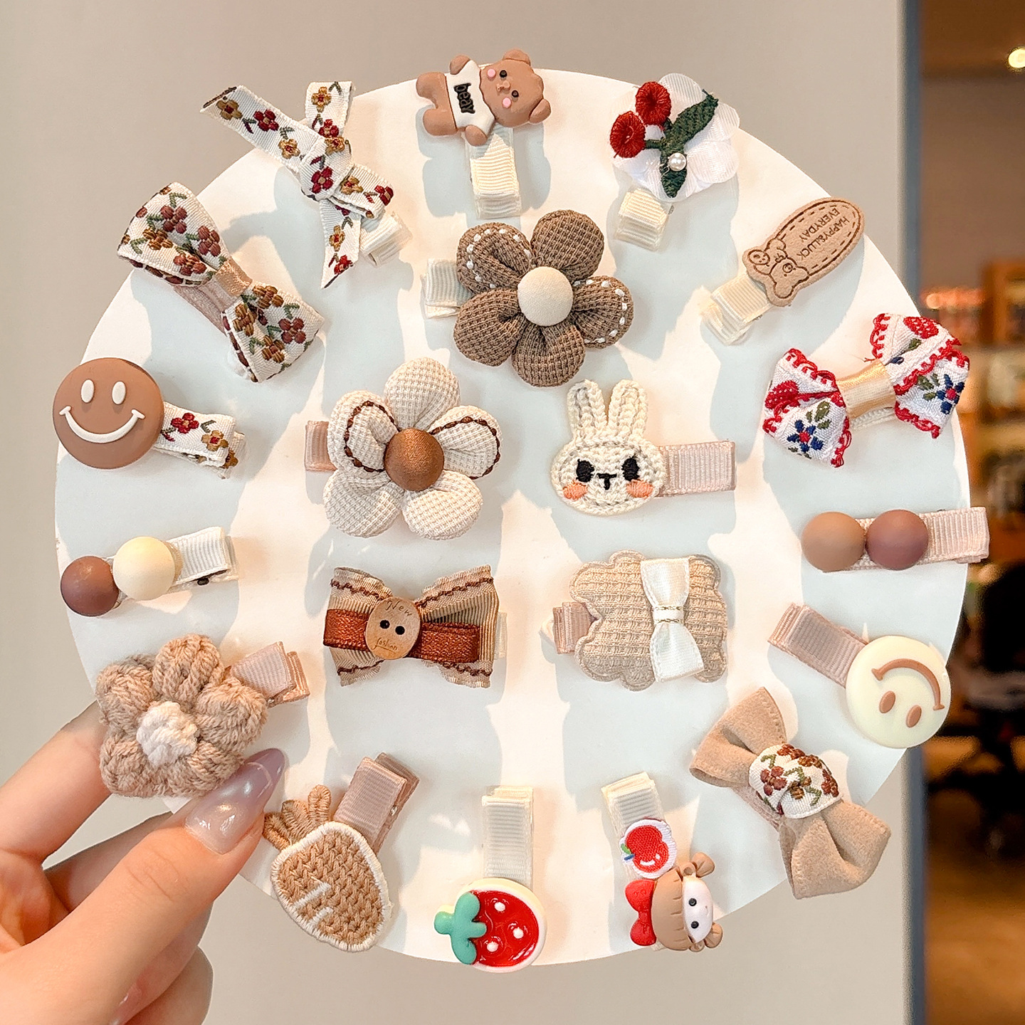 儿童可爱花朵蝴蝶结发夹全包布汗毛夹宝宝不伤发胎毛夹小女孩发卡