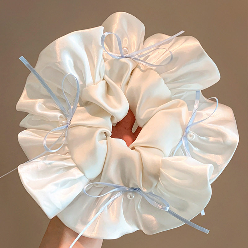 甜美缎面蝴蝶结芭蕾风大肠发圈温柔韩系风超大号花边麻花女头饰