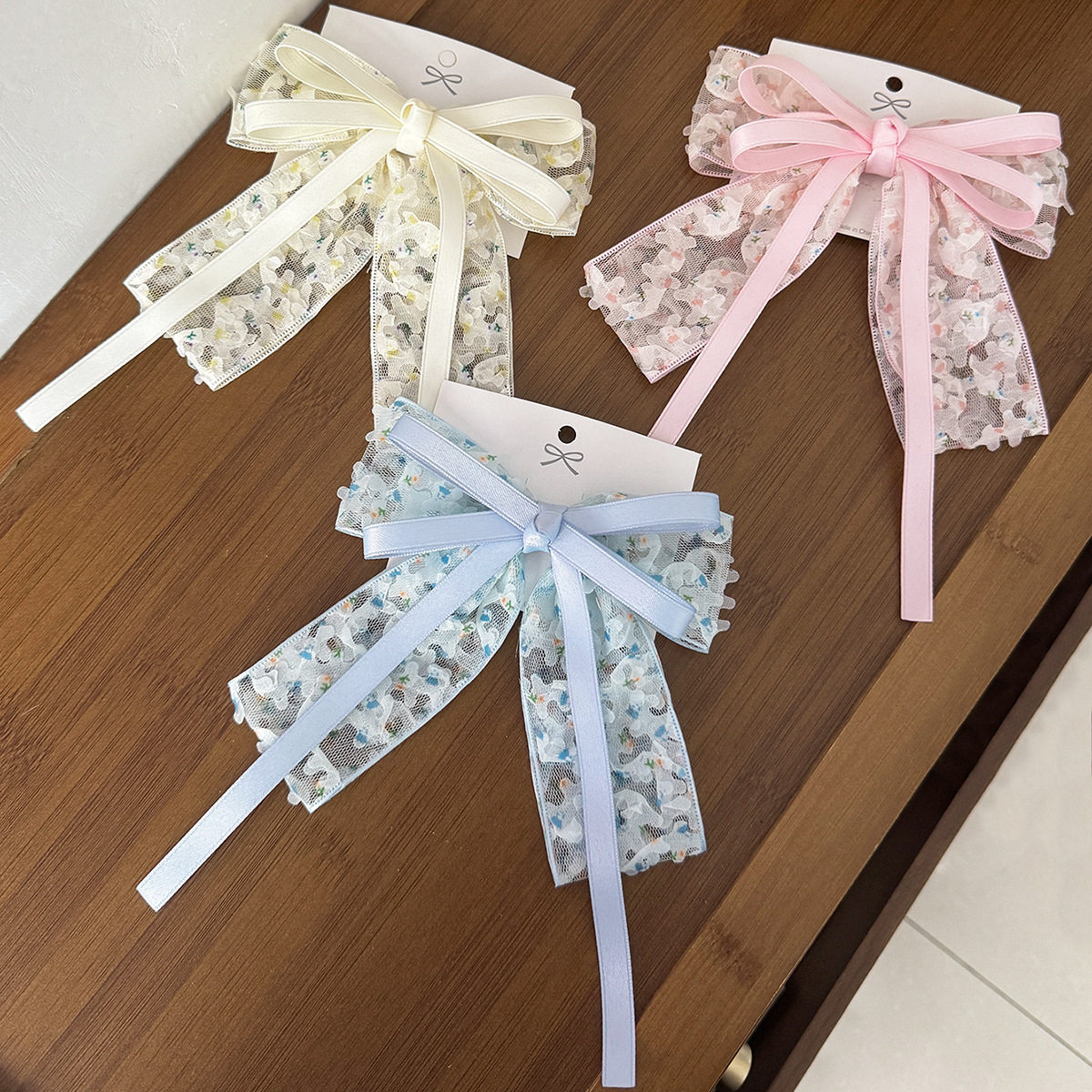 小清新夏季碎花蝴蝶结发夹女甜美可爱温柔气质田园风公主发饰头饰