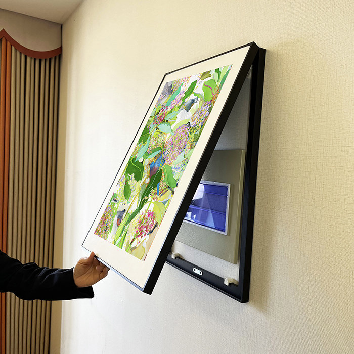 ins风电表箱装饰画美国简 贝克小清新田园花鸟竖版免打孔遮挡电盒