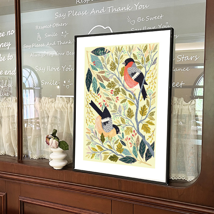 ins风美式花鸟轻奢简约现代风景客厅书房玄关沙发背景墙装饰画