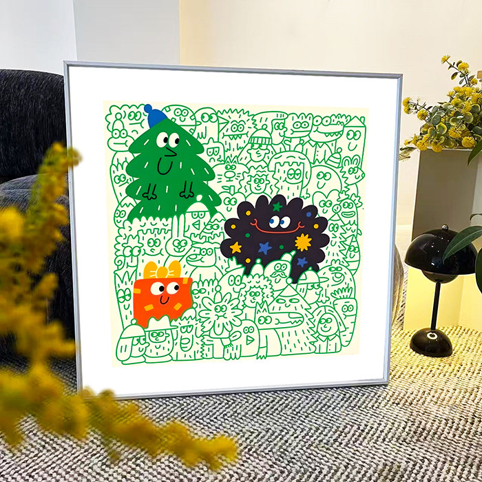 ins风乌克兰尼娜 日武尔斯卡漫画卡通可爱儿童房书房客厅装饰画