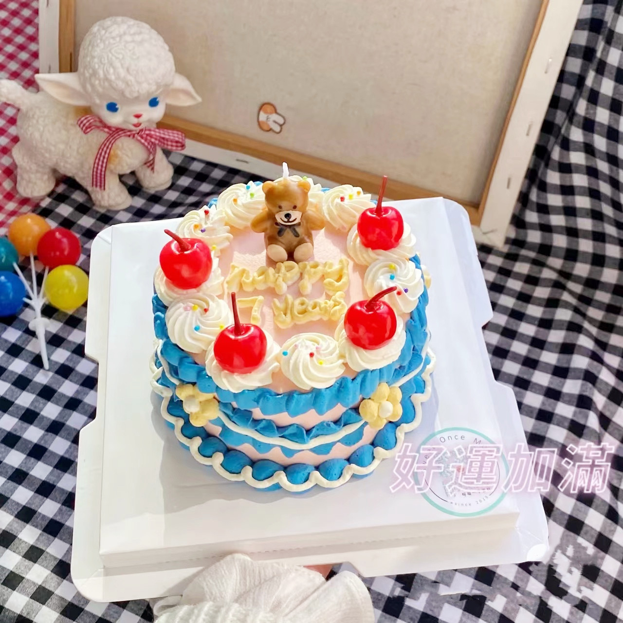生日蛋糕水果樱桃蜡烛韩式ins仿真车厘子立体复古造型派对装饰
