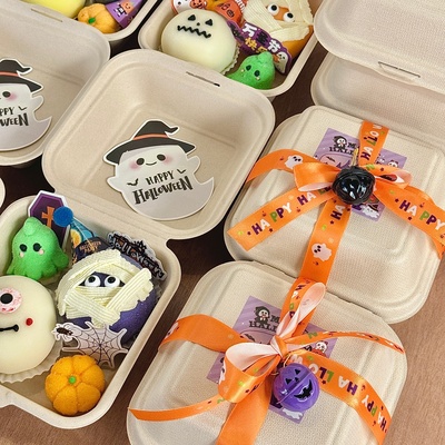 2025万圣节便当盒蛋糕装饰幽灵卡片小帽子节日甜品台烘焙装扮插件