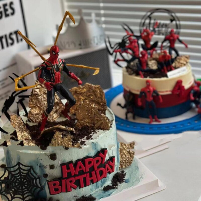 网红蜘蛛侠蛋糕装饰插件英雄超人复仇者儿童男孩生日烘焙装扮配件