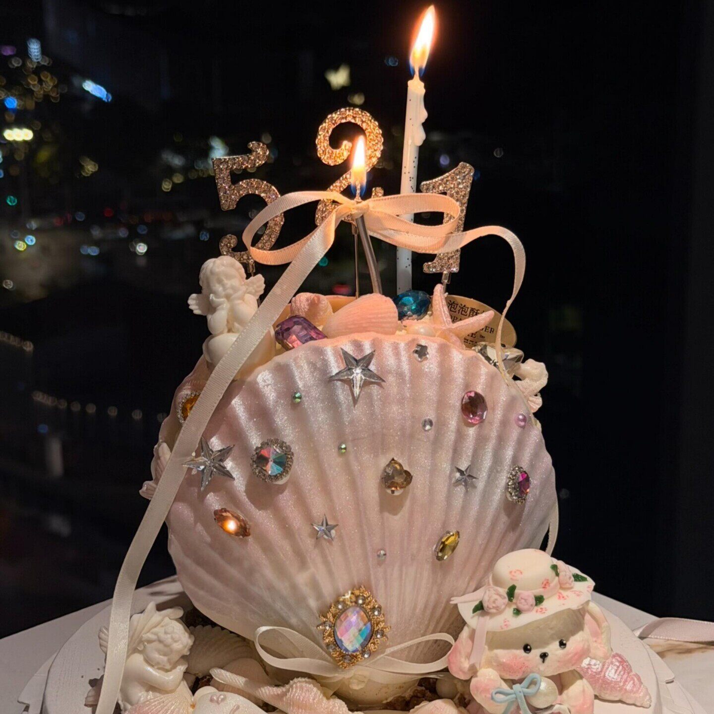 网红梦幻海洋贝壳蛋糕装饰氛围感海螺天使摆件情侣纪念日烘焙装扮