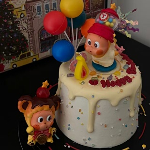 网红吹泡泡星星人蛋糕装饰摆件卡通星星人儿童派对甜品台装扮插件