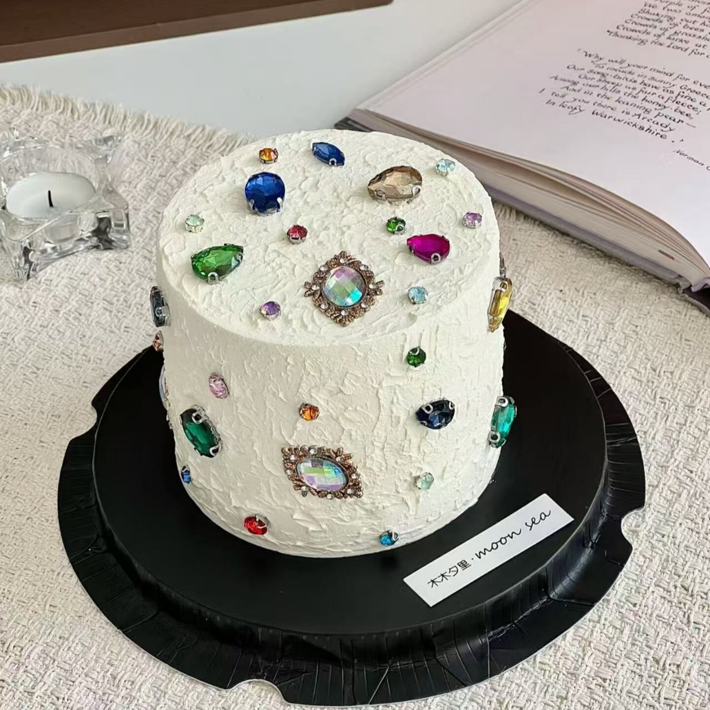 简约ins风蛋糕装饰彩色宝石摆件水晶钻石女神生日派对甜品装扮