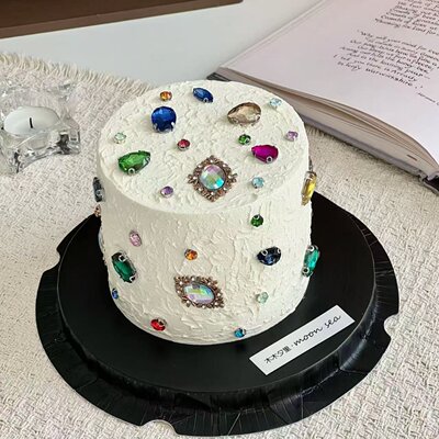 简约ins风蛋糕装饰彩色宝石摆件水晶钻石女神生日派对甜品装扮