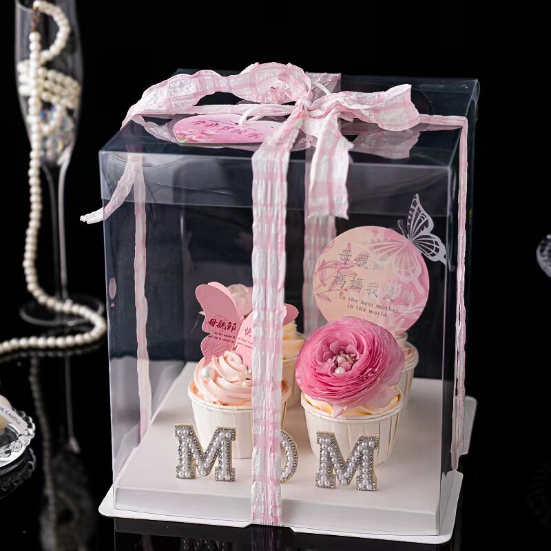 2026新款母亲节纸杯蛋糕装饰蝴蝶卡片插牌妈妈节日仿真花装扮摆件