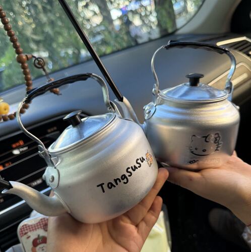 网红水吊子蛋糕水壶茶壶老式银色小猫水吊子奶茶泰奶水壶蛋糕装饰