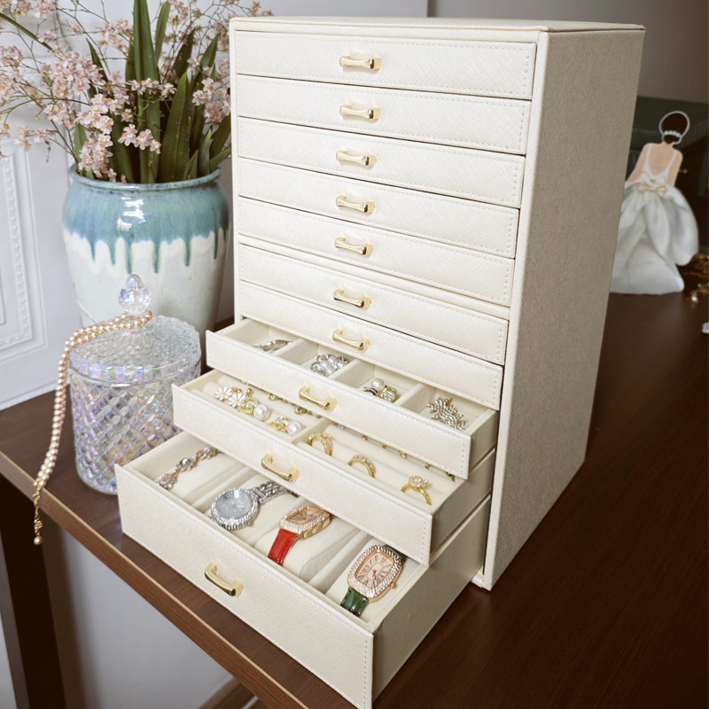 하이 엔드 보석 상자 유럽 공주 보석 보관 상자 인기 패션 보석 상자 다층 머리핀 상자 가죽 시계