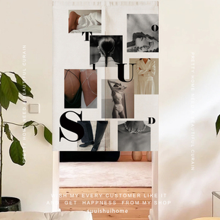 奶油工业ins设计工作室服装店入户柜子房间客厅商用家用隔断门帘