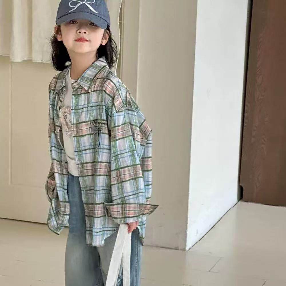 特女童格子衬衫2026春秋新款普通外套
