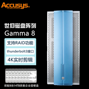 雷电3 世仰 直连静音存储系统 磁盘阵列 Accusys 含112TB西数盘五年质保 Gamma8 8层磁盘阵列柜