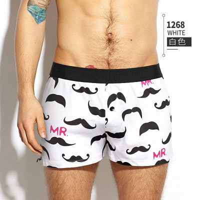 潮牌纯棉宽松阿罗裤透气平角裤男士内裤个性大码短裤家居四角裤衩