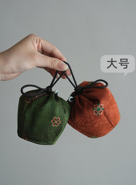 慢蓝仕覆袋大号香云纱茶包袋