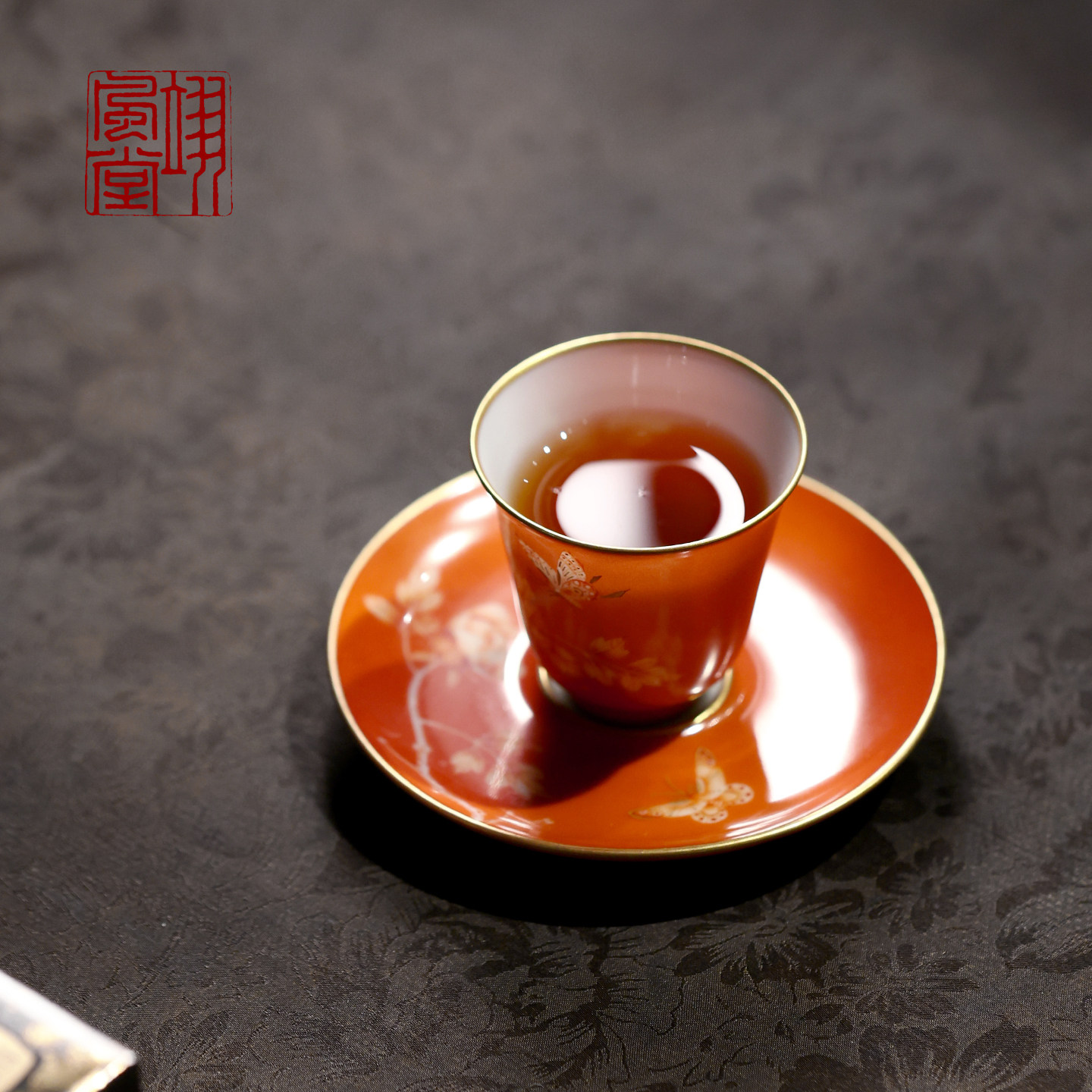 翊风堂留白牡丹花带托小杯花卉品茗杯碟组主个人客饮杯景德镇茶具,餐饮具,茶杯,淘宝优惠券,粉丝福利购,淘宝优惠卷