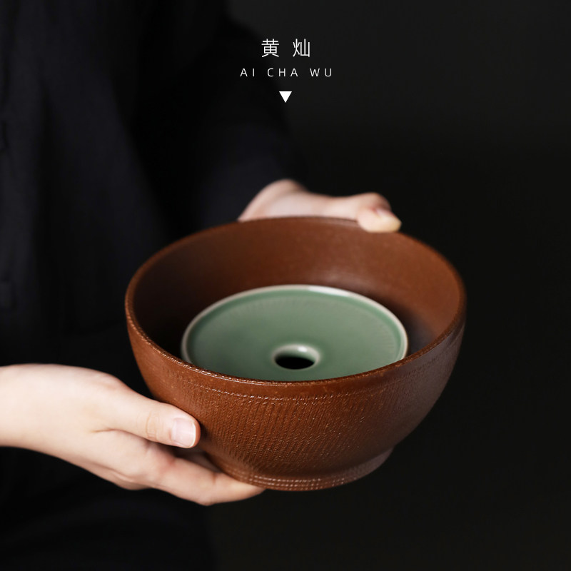 龙泉青瓷黄灿茶具拙朴储水壶承内梅子青跳刀壶托干泡台功夫茶道