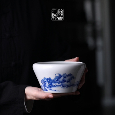 陶人临古青花康熙山水茶具