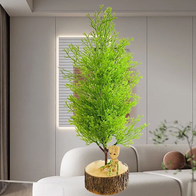 圣诞树仿真松树柏树细柏叶树塔型松树人造假树雪松树盆栽植物造景