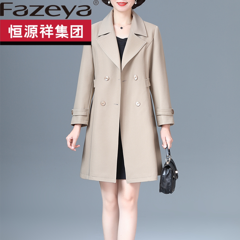 中老年女装春秋时尚大码风衣外套图片