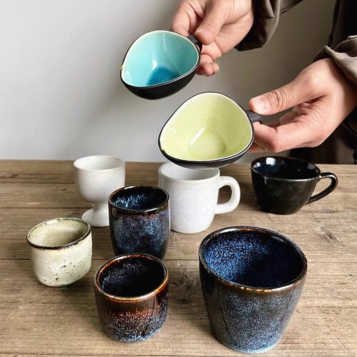 日式和风复古陶瓷杯色釉小号