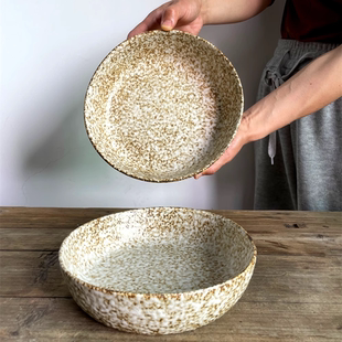 粗陶碗大碗汤碗沙拉碗餐具家用装 复古粗陶碗日式 菜碗餐厅面碗汤碗