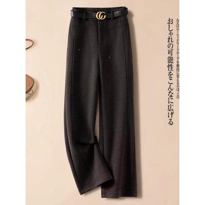 醋新羊毛窄版阔呢腿裤女20酸2休5高CFZ秋冬季款松紧腰羊毛直ECP筒